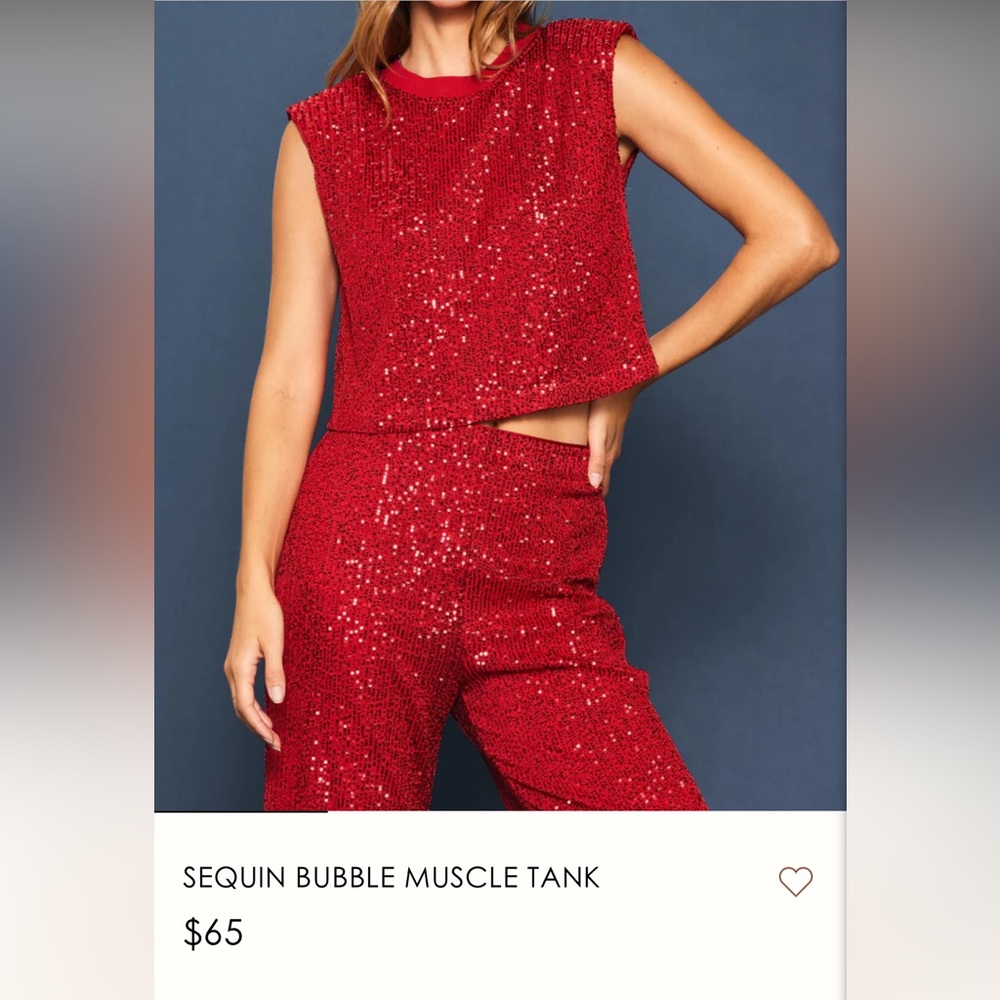 Red sequin top with shoulder pads
